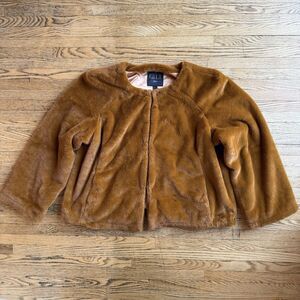 G.I.L.I Faux Fur Jacket Womens L Fox Brown Bracelet Sleeve Mob Wife Avant Garde